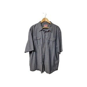 Wrangler Button Down Shirt Men 3XL Blue 100% Cotton